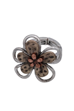 Hammered Flower Ring - Multi-Tone Finish