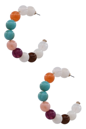 Acrylic Multicolor Beaded Hoop Earrings