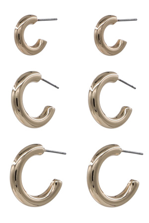 Classic Metal Hoop Earrings - Trio Set