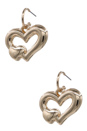 Puffy Heart Huggie Earrings