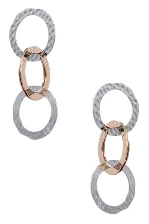 Textured Circle Link Tiered Drop Earrings
