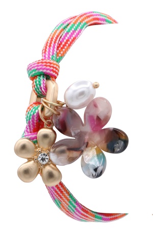Flower Charm Knotted Cord Bracelet