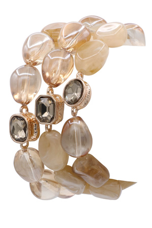 Multi-Layer Acrylic Stone & Jewel Accent Bracelet