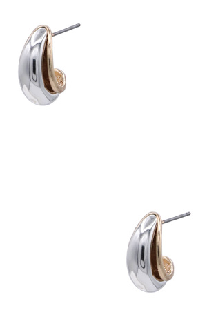 Duo Tone Mixed Metal Classic Earrings