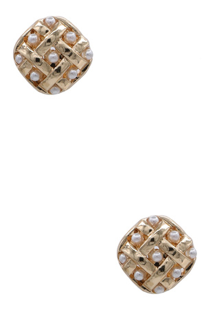 Elegant Square Cream Pearl Pavé Studs