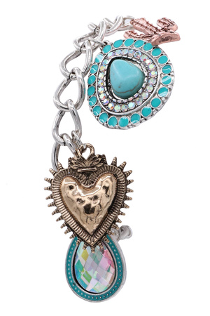 Turquoise Accent Western Charm Link Bracelet