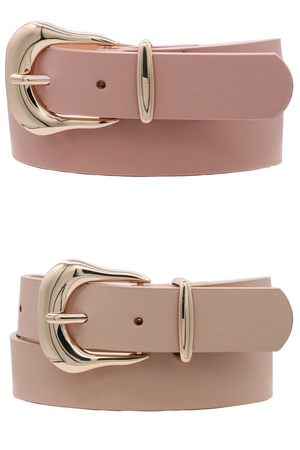 Modern U-Shape Buckle Metal Duo Loop Belt