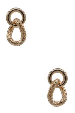 Brass Textured Oval Dangle Earrings