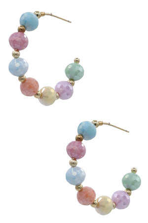 Colorful Pastel Bead Statement Hoops