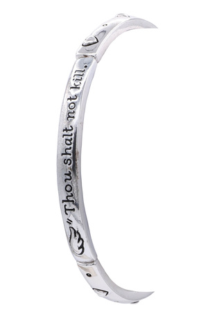 Inspirational Textured Stretch Bracelet 'Thou Shalt Not Kill