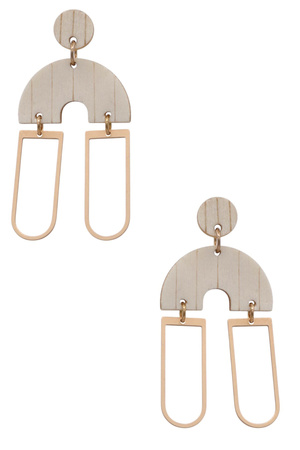 Wooden Crescent Moon Dangle Earrings