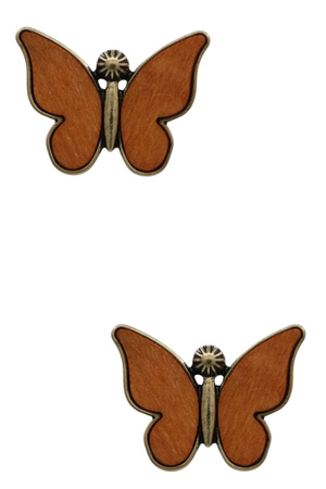 Rustic Wooden Butterfly Stud Earrings