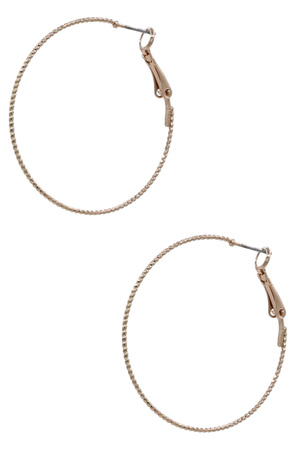 Skinny Hoop Earrings with Textured Metal Finish