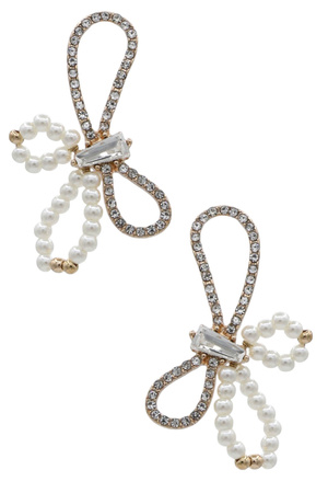 Elegant Pearl Butterfly Rhinestone Earrings