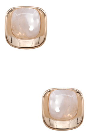 Metal Marble Button Post Earrings