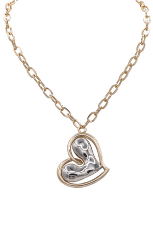 Clip Chain Two-Tone Heart Necklace