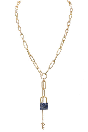 Chain Linked Locket Charm Long Necklace