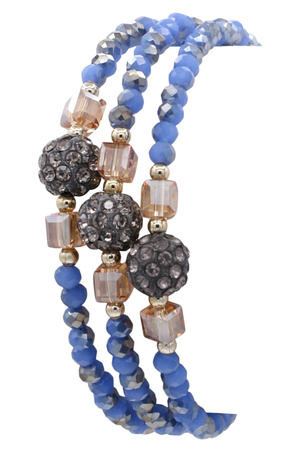 Glass Bead & Pave Ball Coil Bracelet