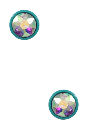 Rhinestone Abalone Circle Post Earrings