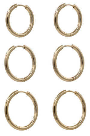 Stainless Steel Huggie Hoop Earrings - 3 Pair Set